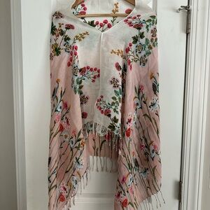 Spartina 449 Floral Embroidered Scarf in Pink and Yellow